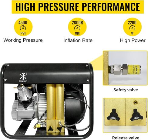 ضاغط هواء TUXING 4500Psi Scuba PCP، ضاغط PCP لخزان سكوبا مدمج بفلتر زيت الماء على مرحلتين، ضاغط للغوص/مكافحة الحرائق/كرة الطلاء 110 فولت (TXEDM042) in Kuwait