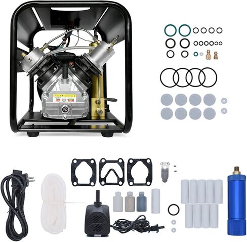 ضاغط هواء TUXING 4500Psi Scuba PCP، ضاغط PCP لخزان سكوبا مدمج بفلتر زيت الماء على مرحلتين، ضاغط للغوص/مكافحة الحرائق/كرة الطلاء 110 فولت (TXEDM042) in Kuwait