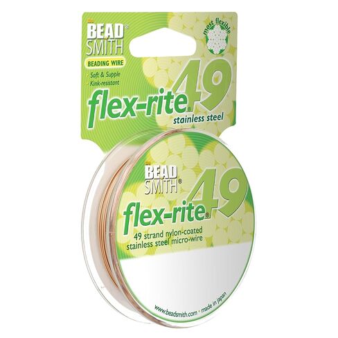 سلك Beadsmith Flex-Rite-49 خيوطًا ، سلك الديكور المطلي بالنايلون ، من الفولاذ المقاوم للصدأ-لون الذهب الوردي ، قطره 024 بوصة ، مخبات 30 قدمًا-سلك مرن للقلادة ، سوار ومجوهرات صنع المجوهرات in Saudi Arabia