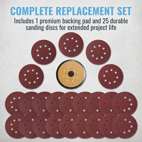 1 Pcs Sander Pads and 25 Pcs Sanding Discs Hook and Loop for Replacement for Black & Decker Sander Pad N601645 BDERO600 BDERO100 RO100B RO100K TS720 Q800K RO100 RO100 Q800K BT300，380278-00 Pads in Kuwait