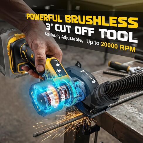 Ecarke Cordless Cut Off Tool Compatible with DeWalt 20V Battery(No Included),3" Circular Saw Brushless Motor with Blades, 20,000 RPM Mini Cut Off Tool Kit for Wood Metal Plastic Tile Stone Cutting in Kuwait