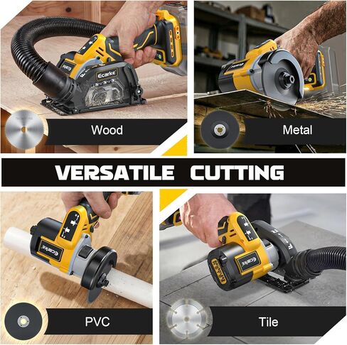 Ecarke Cordless Cut Off Tool Compatible with DeWalt 20V Battery(No Included),3" Circular Saw Brushless Motor with Blades, 20,000 RPM Mini Cut Off Tool Kit for Wood Metal Plastic Tile Stone Cutting in Kuwait