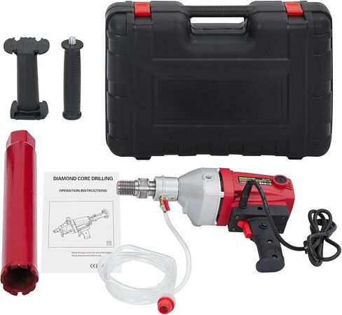 1500W 2-in-1 Wet & Dry Handheld Concrete Core Drill, Diamond Core Drilling Machine with 1880RPM Stepless Speed & 2 in Drill Bits, 1-1/4 in Thread, Masonry Drills Bit Set for Stone, Block, Concrete in Kuwait