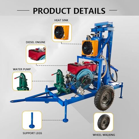 Portable 130-150m Deep Small Two-cylinder Engine Water Well Drilling Rig Rigs for Sale, Easy-to-Use Diamond Core Drilling Machine for for Backyard Water Systems & Homestead Use in Kuwait