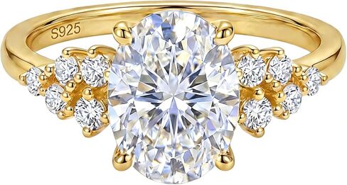 Dulin 1ct/2ct/3ct خواتم الخطبة للنساء قطع بيضاوي 5A مكعب زركونيا خاتم الذهب 14K مطلية بالذهب الفضة الاسترليني خاتم الزواج الذكرى السنوية هدية للزوجة in Saudi Arabia