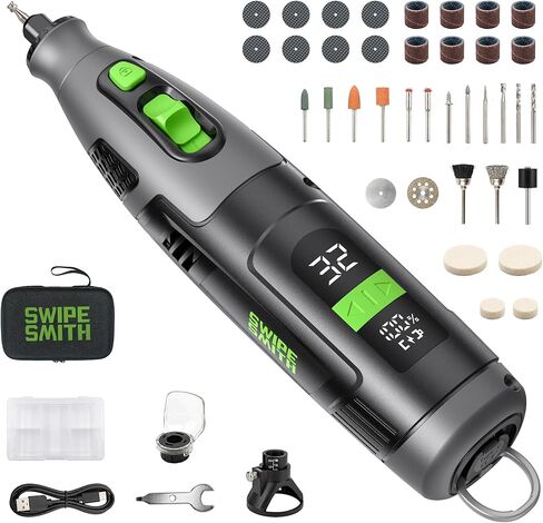 12V Power Rotary Tools, 8000~32000RPM, 2.5Ah Cordless Rotary Tool Kit with LCD Display, 40pcs Accessories, Variable Speed for Grinding, Cutting, Wood Carving, Sanding, Engraving, DIY, Woodworking in Kuwait