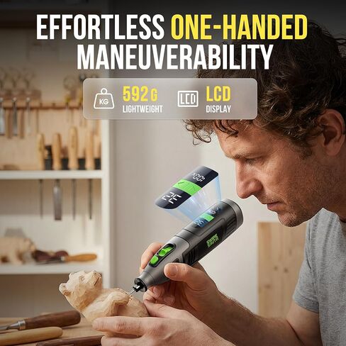 12V Power Rotary Tools, 8000~32000RPM, 2.5Ah Cordless Rotary Tool Kit with LCD Display, 40pcs Accessories, Variable Speed for Grinding, Cutting, Wood Carving, Sanding, Engraving, DIY, Woodworking in Kuwait