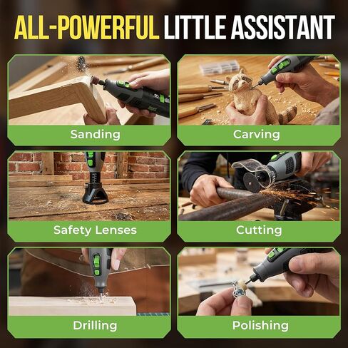 12V Power Rotary Tools, 8000~32000RPM, 2.5Ah Cordless Rotary Tool Kit with LCD Display, 40pcs Accessories, Variable Speed for Grinding, Cutting, Wood Carving, Sanding, Engraving, DIY, Woodworking in Kuwait