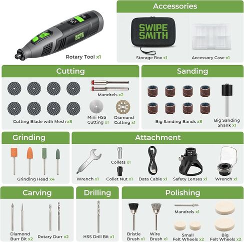 12V Power Rotary Tools, 8000~32000RPM, 2.5Ah Cordless Rotary Tool Kit with LCD Display, 40pcs Accessories, Variable Speed for Grinding, Cutting, Wood Carving, Sanding, Engraving, DIY, Woodworking in Kuwait