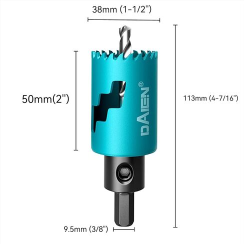 NEO DAIEN 38mm(1-1/2") M42 Cobalt Bi-Metal Hole Saw with 3/8''Arbor for Wood, Drywall, Plastic, Pipe, and Cabinet Installation Home DIY in Kuwait