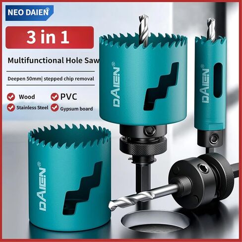NEO DAIEN 38mm(1-1/2") M42 Cobalt Bi-Metal Hole Saw with 3/8''Arbor for Wood, Drywall, Plastic, Pipe, and Cabinet Installation Home DIY in Kuwait