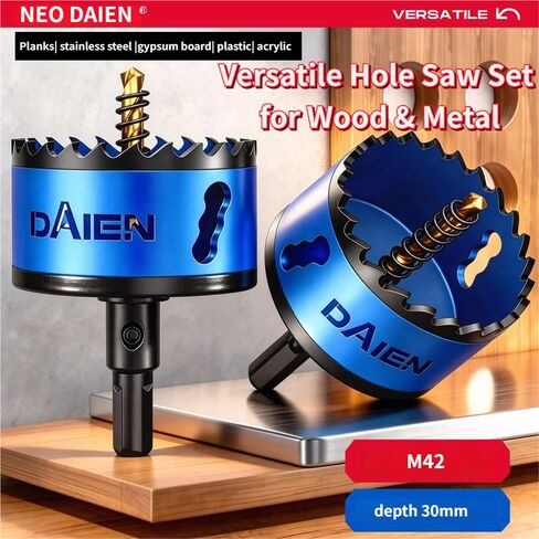 NEO DIAEN M42 Bi-Metal Hole Saw Kit for Home DIY, Woodworking & Furniture Installation | Versatile Cutter for Wood, Drywall, Plastic, PVC & Thin Metal (50mm(2")) in Kuwait