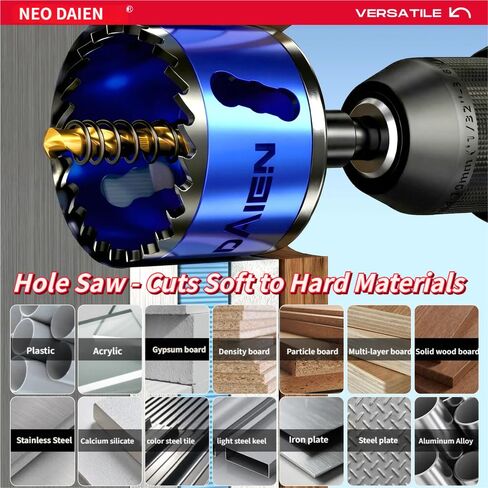 NEO DIAEN M42 Bi-Metal Hole Saw Kit for Home DIY, Woodworking & Furniture Installation | Versatile Cutter for Wood, Drywall, Plastic, PVC & Thin Metal (50mm(2")) in Kuwait