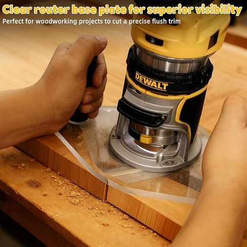 Clear Acrylic Router Base Plate with Dual Handles – Fits DeWalt DWP611 & DCW600B Compact Routers, Works with Standard Guide Bushings, 6" x 10", 3/8" Thick in Saudi Arabia