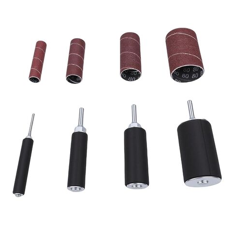AMONIDA Drill Press Sanding Drum Kit, Universal 4 Size Sanding Drums, 80 120 Grit Spindle Sander Alumina Sleeves, Ideal for Rotary Tools Drill Press & Woodworking in Kuwait