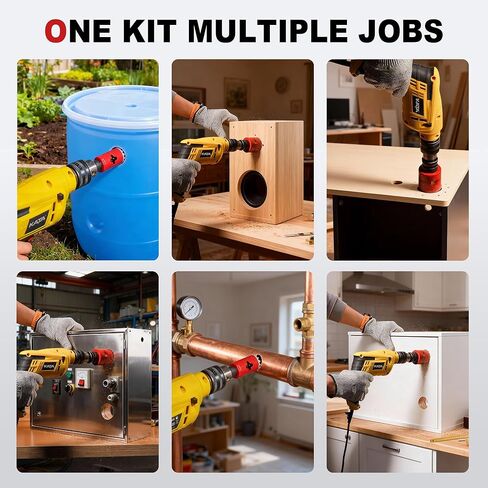 KATA Bi-Metal Hole Saw Kit for Metal & Wood - 16PCS Deep Cut 48mm Hole Saw Set 3/4" - 2-1/2"(19-64mm) with Arbors in Solid Case - Fast Chip Removal Holesaw Cutter for Electrician, Plumber, DIY in Kuwait