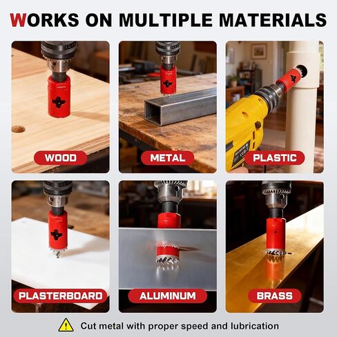 KATA Bi-Metal Hole Saw Kit for Metal & Wood - 16PCS Deep Cut 48mm Hole Saw Set 3/4" - 2-1/2"(19-64mm) with Arbors in Solid Case - Fast Chip Removal Holesaw Cutter for Electrician, Plumber, DIY in Kuwait