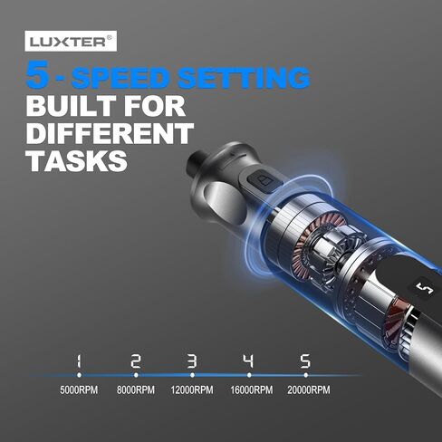 مجموعة أدوات دوارة لاسلكية صغيرة من LUXTER 3.7 فولت، 20000 دورة في الدقيقة، مجموعة أدوات دريمل ذات 5 سرعات متغيرة مع 70 ملحقًا، أداة دوارة للحرف اليدوية، النقش، الصنفرة، التلميع، القطع، التشذيب، الحفر in Kuwait