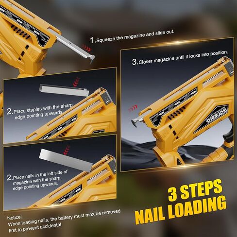21V Cordless Nail Gun - 18 Gauge 3-in-1 Electric Brad Nailer with 2 x 2.0Ah Batteries & Charger & 1000x18GA Nails & 1000xT50 Staples & 1000x1014J Staples for DIY Home Projects & Wood Working in Kuwait