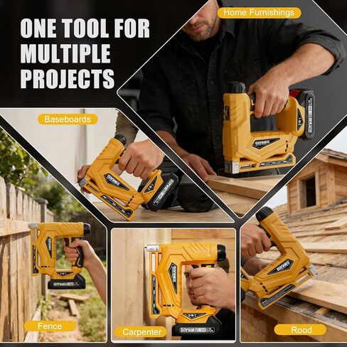 21V Cordless Nail Gun - 18 Gauge 3-in-1 Electric Brad Nailer with 2 x 2.0Ah Batteries & Charger & 1000x18GA Nails & 1000xT50 Staples & 1000x1014J Staples for DIY Home Projects & Wood Working in Kuwait