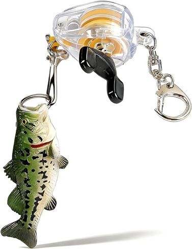 Angyape Fish Keychain Cool Bass Fishing Reel Keychain Bag Backpack Charms Funny Fishing Gifts for Men Retractable Accessories in Saudi Arabia