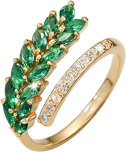 LadayPoa Adjustable Gold Plated Cubic Zirconia Leaf Rings for Women Dainty Open Stackable Branch Leaves CZ Ring Engagement Wedding Bands for Bridel Promise Jewelry in Saudi Arabia