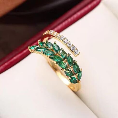 LadayPoa Adjustable Gold Plated Cubic Zirconia Leaf Rings for Women Dainty Open Stackable Branch Leaves CZ Ring Engagement Wedding Bands for Bridel Promise Jewelry in Saudi Arabia