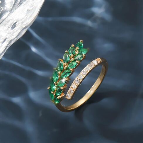 LadayPoa Adjustable Gold Plated Cubic Zirconia Leaf Rings for Women Dainty Open Stackable Branch Leaves CZ Ring Engagement Wedding Bands for Bridel Promise Jewelry in Saudi Arabia