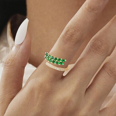 LadayPoa Adjustable Gold Plated Cubic Zirconia Leaf Rings for Women Dainty Open Stackable Branch Leaves CZ Ring Engagement Wedding Bands for Bridel Promise Jewelry in Saudi Arabia
