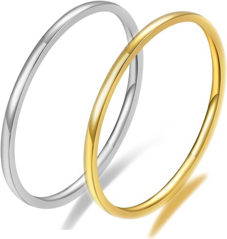 3 Pcs Stainless Steel Thumb Pinky rings Set for women men, Stackable Dainty Cute Gold/Silver Promise Engagement Wedding Bands Non Tarnish Size 5-10 in Saudi Arabia