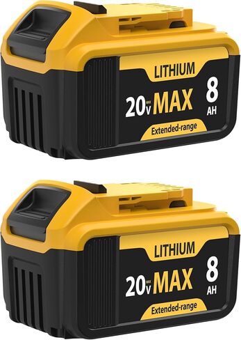 2-Packs 8000mAh Replace for Dewalt 20V Max Battery Compatible with DCB206 DCB201 DCB203 DCB207 DCB205 DCB204 Compatible with Dewalt 20V Cordless Power Tools and Chargers in Kuwait