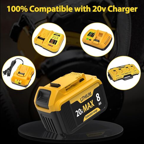2-Packs 8000mAh Replace for Dewalt 20V Max Battery Compatible with DCB206 DCB201 DCB203 DCB207 DCB205 DCB204 Compatible with Dewalt 20V Cordless Power Tools and Chargers in Kuwait