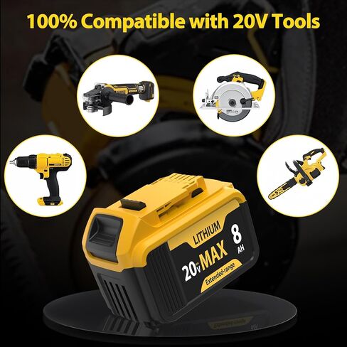 2-Packs 8000mAh Replace for Dewalt 20V Max Battery Compatible with DCB206 DCB201 DCB203 DCB207 DCB205 DCB204 Compatible with Dewalt 20V Cordless Power Tools and Chargers in Kuwait