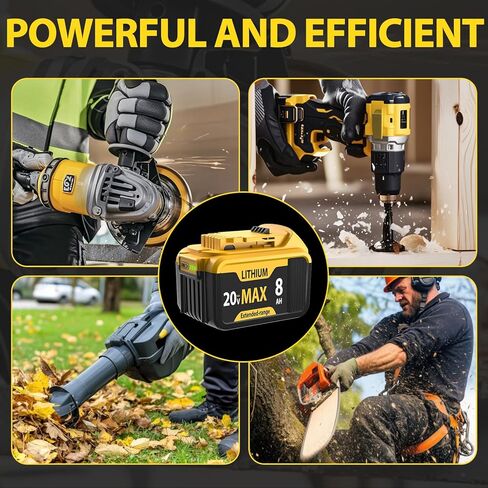 2-Packs 8000mAh Replace for Dewalt 20V Max Battery Compatible with DCB206 DCB201 DCB203 DCB207 DCB205 DCB204 Compatible with Dewalt 20V Cordless Power Tools and Chargers in Kuwait