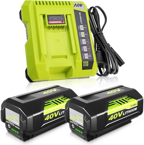 بطارية بديلة 7500 مللي أمبير OP4026 قطعتان متوافقة مع بطارية ليثيوم أيون Ryobi 40V OP4050A OP40601 OP4040 OP4030 OP4050 OP40261 OP40201 OP40401 أدوات كهربائية لاسلكية مع مؤشر LED (أخضر) in Kuwait