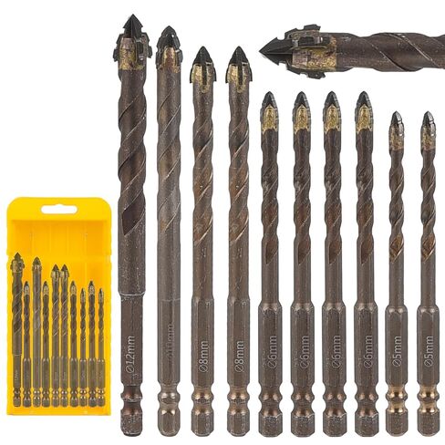 10Pcs Four Blade Serrated Eccentric Drill Bits, High-Strength Eccentric Twist Drill Bits Set, Four Flute Serrated Eccentric Drill Bits for Steel Metal Wood Tile Brick Glass (5/5/6/6/6/6/8/8/10/12mm) in Saudi Arabia
