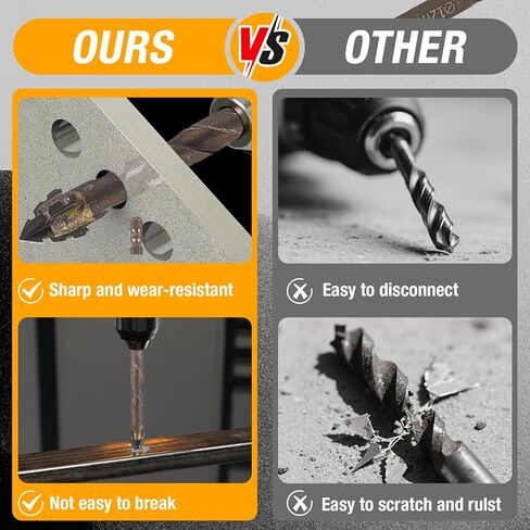 10Pcs Four Blade Serrated Eccentric Drill Bits, High-Strength Eccentric Twist Drill Bits Set, Four Flute Serrated Eccentric Drill Bits for Steel Metal Wood Tile Brick Glass (5/5/6/6/6/6/8/8/10/12mm) in Saudi Arabia