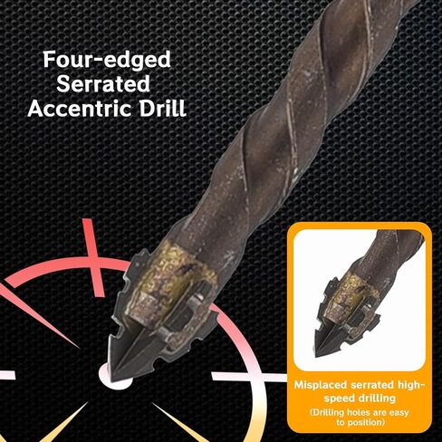 10Pcs Four Blade Serrated Eccentric Drill Bits, High-Strength Eccentric Twist Drill Bits Set, Four Flute Serrated Eccentric Drill Bits for Steel Metal Wood Tile Brick Glass (5/5/6/6/6/6/8/8/10/12mm) in Saudi Arabia