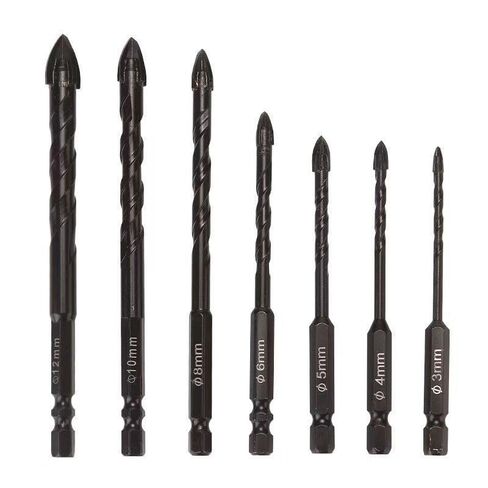 4 Flute Cross Alloy Drill Bits - High Hardness Tile Hole Saw Drill Bits, Multi-Purpose Drilling Bits for Tile Drilling (Black,4mm) in Kuwait