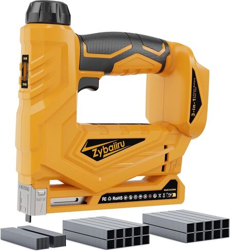 3-In-1 Cordless Nail Gun - Compatible with DEWALT 20V Battery - 18 GA Electric Brad Nailer with 1000 x 18GA Nails & 1000 x T50 Staples & 1000 x 1014J Staples for Wood & Home DIY (No Battery) in Kuwait