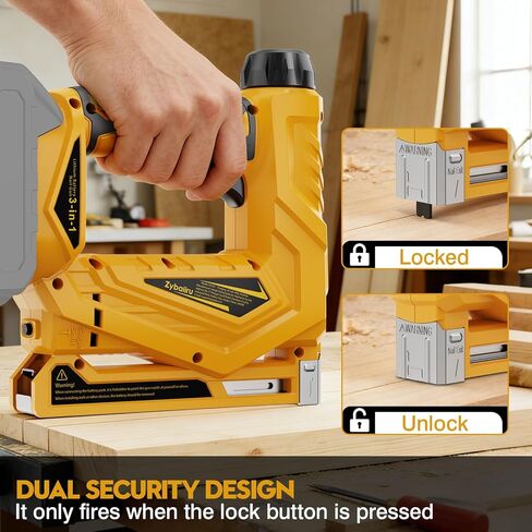 3-In-1 Cordless Nail Gun - Compatible with DEWALT 20V Battery - 18 GA Electric Brad Nailer with 1000 x 18GA Nails & 1000 x T50 Staples & 1000 x 1014J Staples for Wood & Home DIY (No Battery) in Kuwait