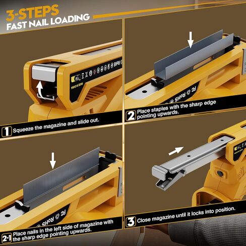 3-In-1 Cordless Nail Gun - Compatible with DEWALT 20V Battery - 18 GA Electric Brad Nailer with 1000 x 18GA Nails & 1000 x T50 Staples & 1000 x 1014J Staples for Wood & Home DIY (No Battery) in Kuwait
