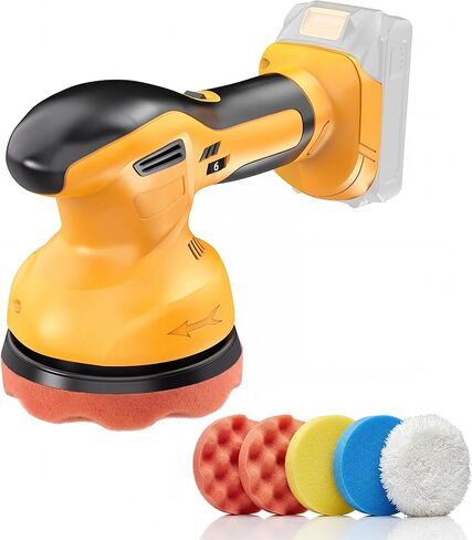 جهاز تلميع عازل للسيارة لاسلكي متوافق مع بطارية Dewalt 20V MAX (بدون بطارية) طقم شمع 6 في السيارة مع كتلة مدارية 8 مم و6 سرعات للتحكم في تفاصيل السيارة وإزالة الخدوش وإزالة الشعر بالشمع in Kuwait