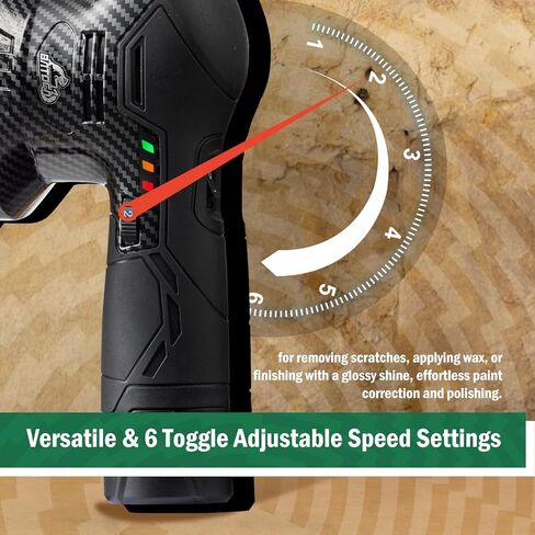 BATOCA 2026S3 Cordless Car Buffer Polisher, 2pcs 2.0Ah 12V Lithium-ion Rechargeable Battery Powered Polisher with 6 Variable Speed, DA Orbital Buffer for Car Detailing, Polishing, Waxing, Carbon Style in Kuwait