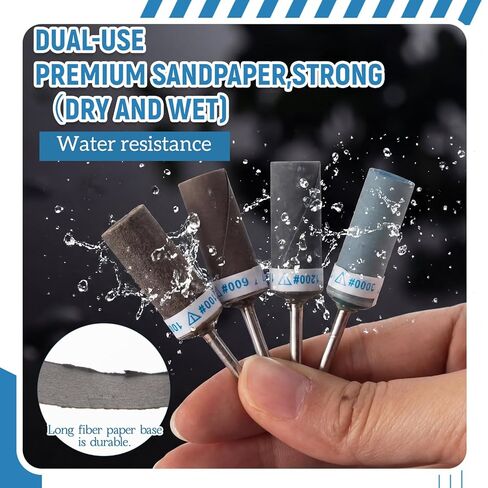 36 Pcs Sanding Drums Kit with 1/8" Shank for Rotary Tools Accessories, 180/240/320/400/600/800/1000/1200/1500/2000/2500/3000 Grits for Metal Rust Removal Stone Grinding Jade Polishing in Kuwait
