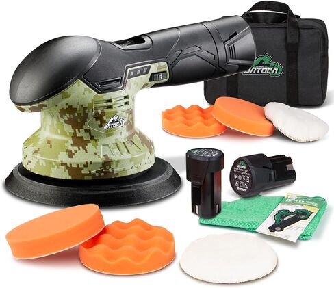 BATOCA 2026S3 Cordless Car Buffer Polisher, 2pcs 2.0Ah 12V Lithium-ion Rechargeable Battery Powered Polisher with 6 Variable Speed, DA Orbital Buffer for Car Detailing, Polishing, Waxing, Carbon Style in Kuwait