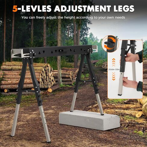 OLBRUS 2 Pack Heavy Duty Folding Sawhorse Pair, Adjustable Height & Legs, Portable Metal Saw Horses with 2600 LBS Load Capacity, Portable Folding and Fast Open Legs and Easy Grip Handle for Woodworking. in Kuwait