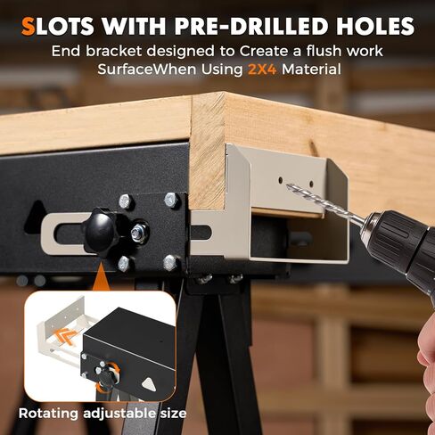 OLBRUS 2 Pack Heavy Duty Folding Sawhorse Pair, Adjustable Height & Legs, Portable Metal Saw Horses with 2600 LBS Load Capacity, Portable Folding and Fast Open Legs and Easy Grip Handle for Woodworking. in Kuwait