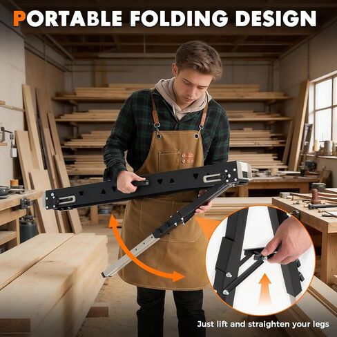 OLBRUS 2 Pack Heavy Duty Folding Sawhorse Pair, Adjustable Height & Legs, Portable Metal Saw Horses with 2600 LBS Load Capacity, Portable Folding and Fast Open Legs and Easy Grip Handle for Woodworking. in Kuwait