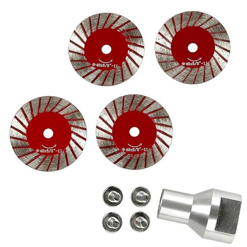 40mm Diamond Saw Blade & Sanding Disc Set with Removable Flange (5/8-11 Thread) – Ideal for Beveling, Carving, and Lettering on Granite, Marble, and Tombstones – Versatile Stone Processing Tools(5pcs) in Kuwait